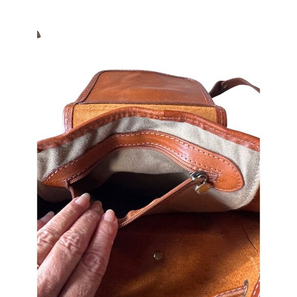 Vtg Vera Pelle Italian Leather Backpack Brown Cognac Made in Italy Bag Luxury - Picture 11 of 11
